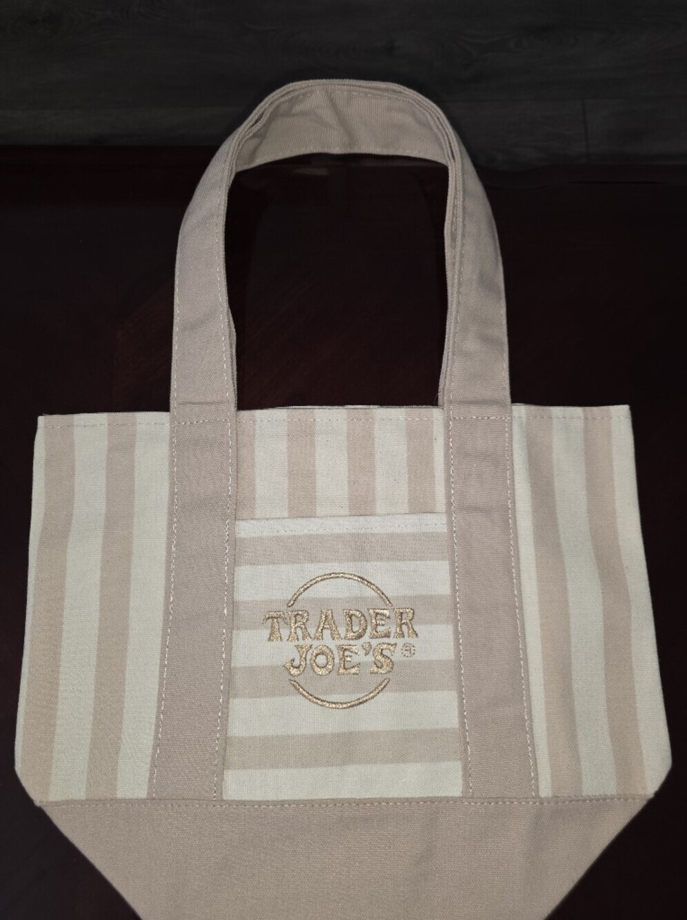 NWT- Trader Joe's Beige & Cream Striped Tote Bag